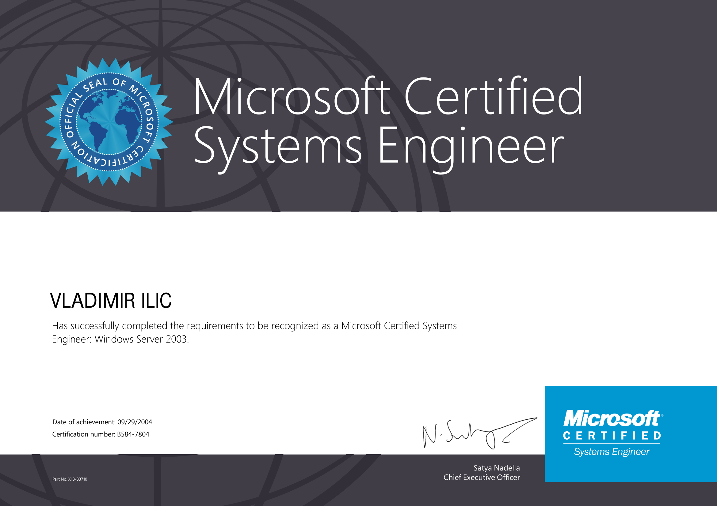 Microsoft Certified Systems Engineer