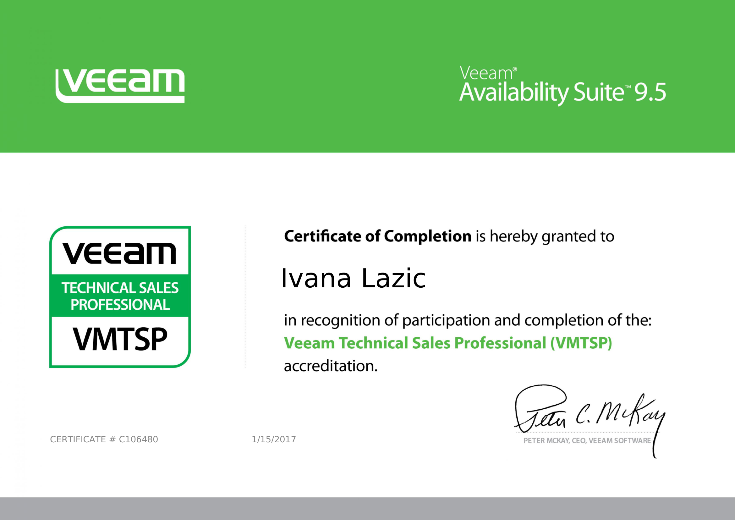Veeam Technical Sales Professional (VMTSP)